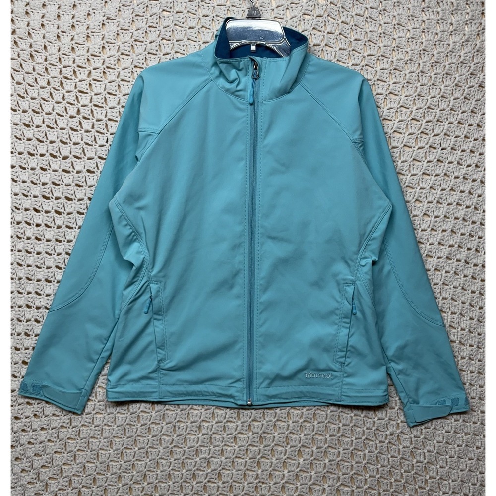 Marmot Gravity Softshell Jacket Women Sz L Blue Full Zip Pocket Fleece NWT